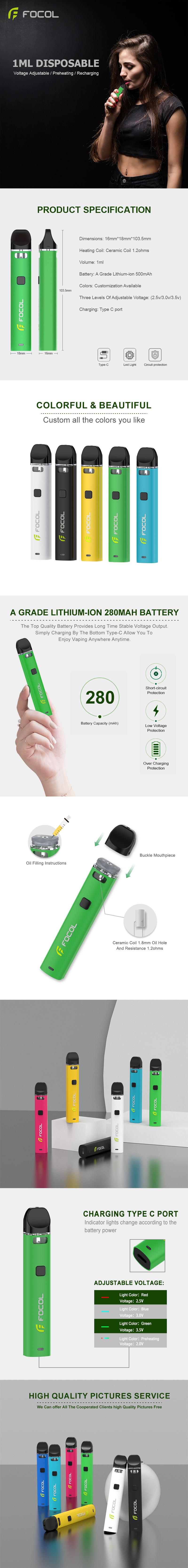 Focol Preheat Variable Voltage Disposable Vape Pen Focol Vapes