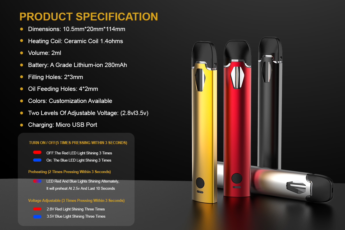 2ml disposable preheating vape
