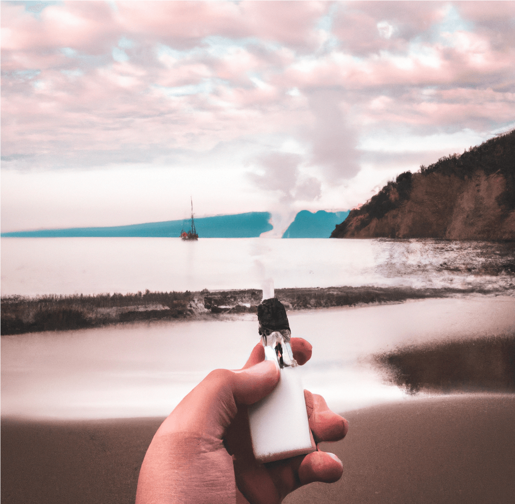 vaping CBD in a calm and peaceful setting