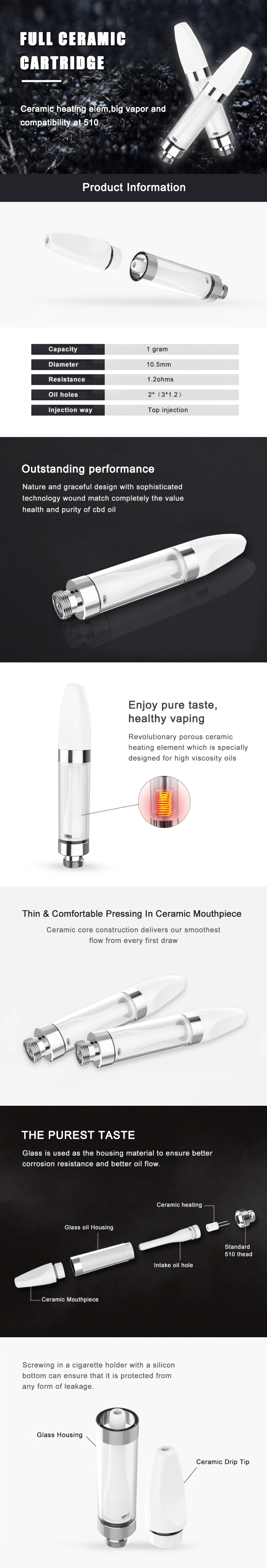 Ceramic Glass Empty Vape Cartridges