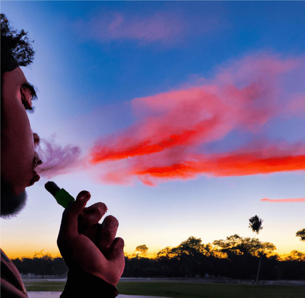enjoying a sunset while vaping CBD